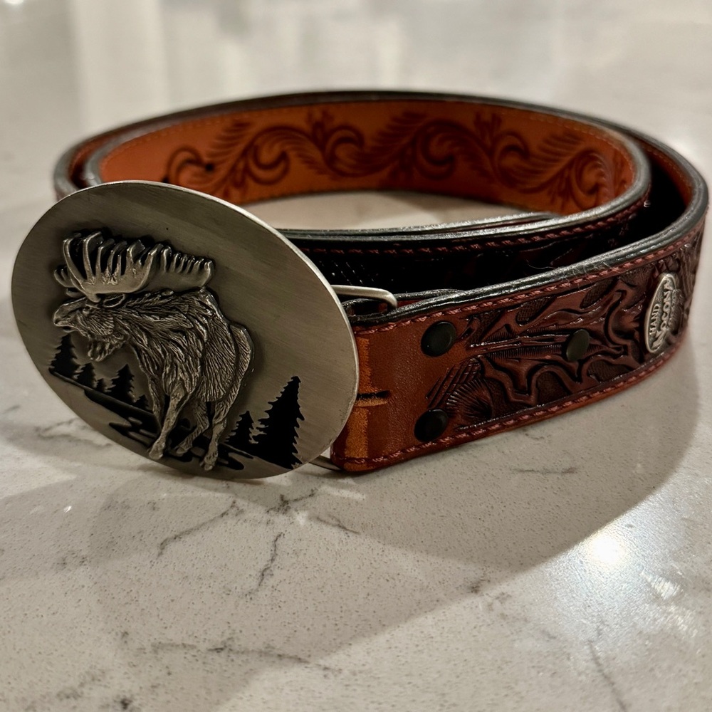 Nocona Belt Co. Hand Tooled in Mexico Men’s Leather Belt Size 38